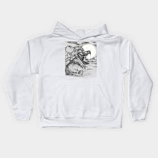 snapping turtle pen and ink Kids Hoodie